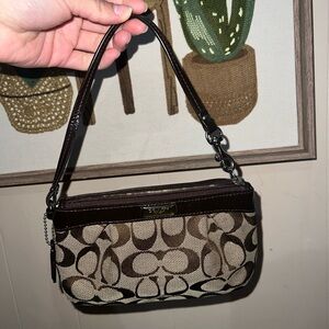 Coach Brown and Tan Signature Wristlet🍫